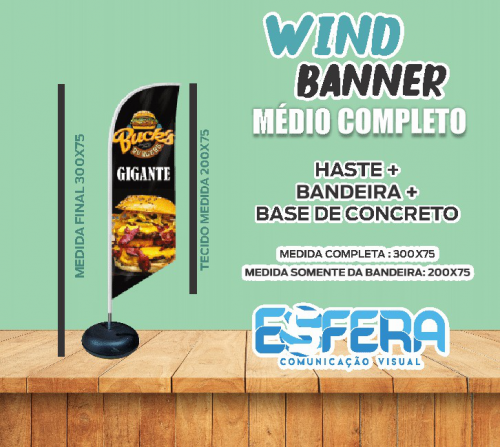 Wind Banner Completo Base Concreto