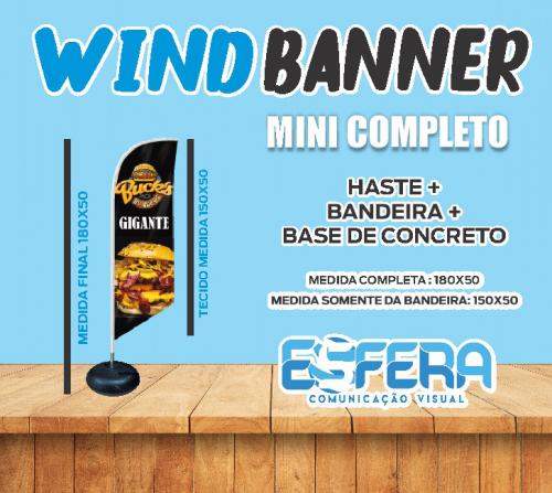 Mini Wind Banner Completo Base Concreto