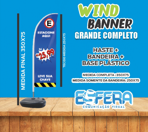 Wind Banner Completo Grande Base Plástica 
